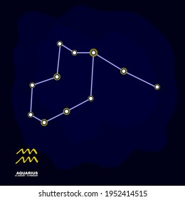 vector image with Aquarius zodiac sign and constellation of Aquarius for your project