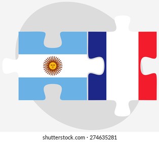 Vector Image - Argentina and France Flags in puzzle isolated on white background

