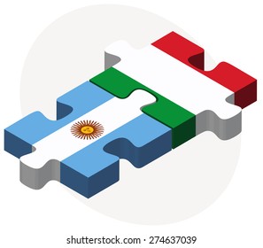 Vector Image - Argentina and Italy Flags in puzzle isolated on white background