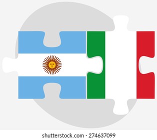 Vector Image - Argentina and Italy Flags in puzzle isolated on white background