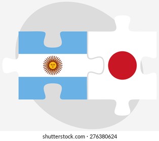 Vector Image - Argentina and Japan Flags in puzzle isolated on white background