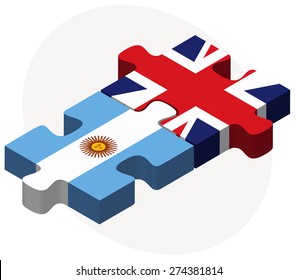 Vector Image - Argentina and United Kingdom Flags in puzzle isolated on white background