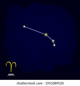 vector image with Aries zodiac sign and constellation of Aries for your project