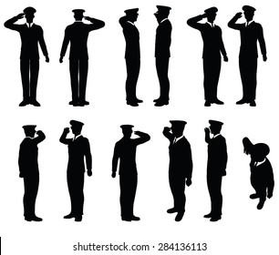 Vector Image - army general silhouette with hand gesture saluting 