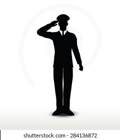 Vector Image - army general silhouette with hand gesture saluting 
