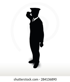 Vector Image - army general silhouette with hand gesture saluting 
