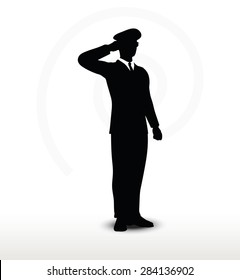 Vector Image - army general silhouette with hand gesture saluting 
