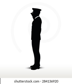 Vector Image - army general silhouette with hand gesture saluting 