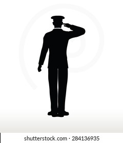 Vector Image - army general silhouette with hand gesture saluting 
