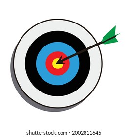 Vector image of the arrow is exactly on the target. Vector illustration isolated on white background