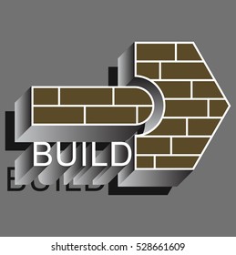 vector image of an arrow with the texture of the brick