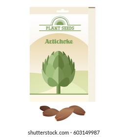 Vector image of the Artichoke seed pack