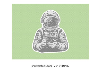 
vector image of an astronaut on a green background