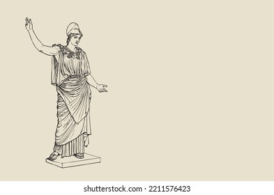 Vector image    Athena Velletri    Greek    Roman sculpture