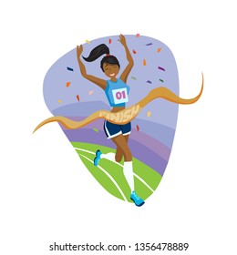 Vector image of an athlete crossing the finish line