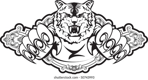 Vector image attacking tiger in frame