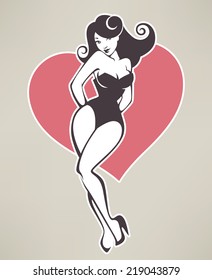 Vector Image Of Attractive Pinup Girl