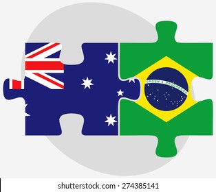 Vector Image - Australia and Brazil Flags in puzzle isolated on white background
