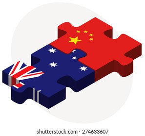 Vector Image - Australia and China Flags in puzzle isolated on white background


