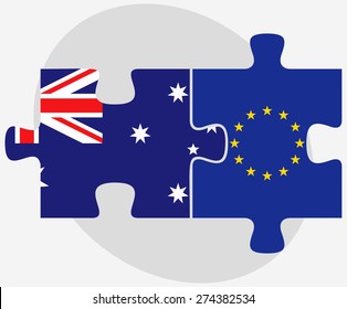 Vector Image - Australia and European Union Flags in puzzle isolated on white background