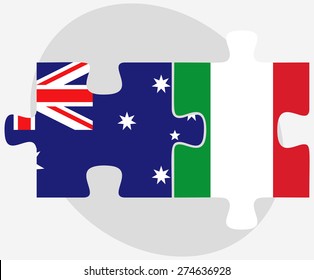 Vector Image - Australia and Italy Flags in puzzle isolated on white background