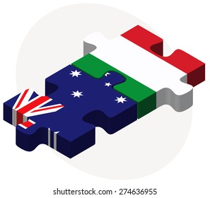 Vector Image - Australia and Italy Flags in puzzle isolated on white background