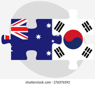 Vector Image - Australia and South Korea Flags in puzzle isolated on white background