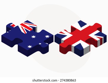 Vector Image - Australia and United Kingdom Flags in puzzle isolated on white background