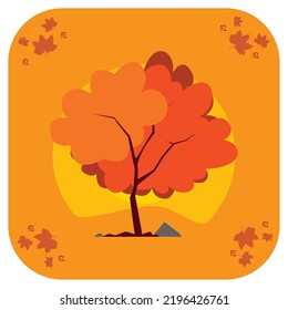 vector image, autumn designs with orange and yellow background.