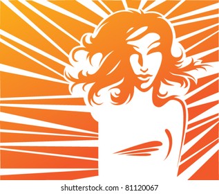 vector image of autumn girl
