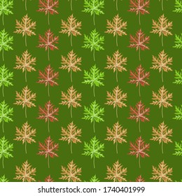 Vector image. Autumn leaves funny pattern. Modular image to edit.