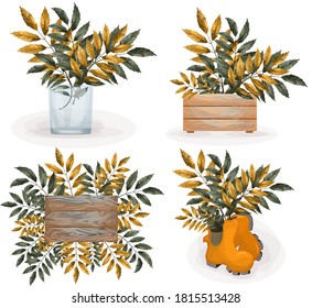 Vector image of autumn leaves. Set. Cartoon style. EPS 10