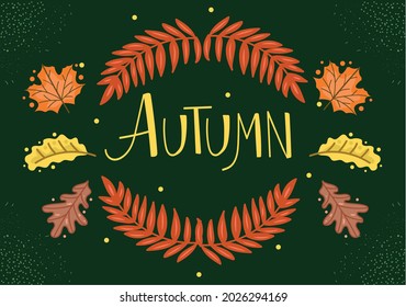 vector image autumn, postcard, banner, harvest festival, autumn leaves