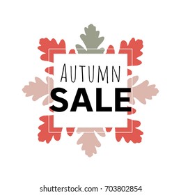 Vector image of autumn theme. Universal use for cards, leaflets, flyers and other. Fallen leaves and autumn sales. Pleasant colors of the fall season.