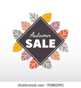 Vector image of autumn theme. Universal use for cards, leaflets, flyers and other. Fallen leaves and autumn sales. Pleasant colors of the fall season.