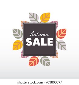 Vector image of autumn theme. Universal use for cards, leaflets, flyers and other. Fallen leaves and autumn sales. Pleasant colors of the fall season.