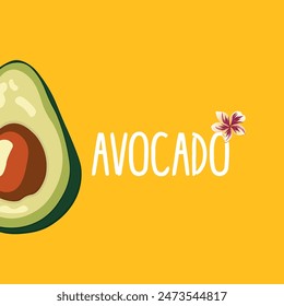 vector image of an avocado on a bright yellow background PNG
