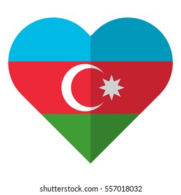 Vector image of the Azerbaijan flat heart flag