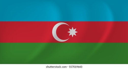 Vector image of the Azerbaijan waving flag