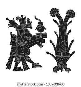 vector image with Aztec god Centeotl lord of maize for your project