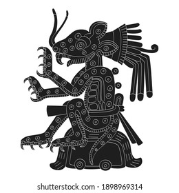 vector image with Aztec god Tepeyollotl.God of the earthquakes and jaguars for your project