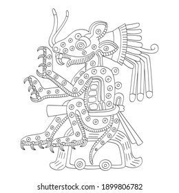 vector image with Aztec god Tepeyollotl.God of the earthquakes and jaguars for your project