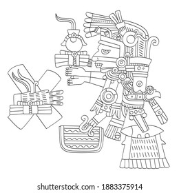 vector image with Aztec god  Tezcatlipoca lord of the Night for your project