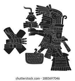 vector image with Aztec god  Tezcatlipoca lord of the Night for your project