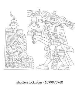 vector image with Aztec god Tlaloc. God of the rain and water