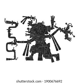  vector image with Aztec god Tlaloc.God of the rain and water