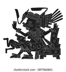 vector image with Aztec god Tlazolteotl.God of the vice and patroness of adulterers for your project