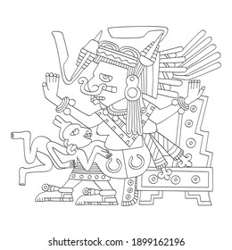 vector image with Aztec god Tlazolteotl.God of the vice and patroness of adulterers for your project