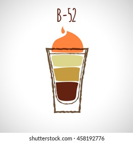 vector image of a B-52 cocktail stylized in color