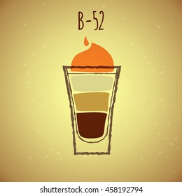 vector image of a B-52 cocktail stylized in color